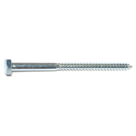 Midwest Fastener Lag Screw, 1/4 in, 4 in, Steel, Zinc Plated Hex Hex Drive, 100 PK 01293